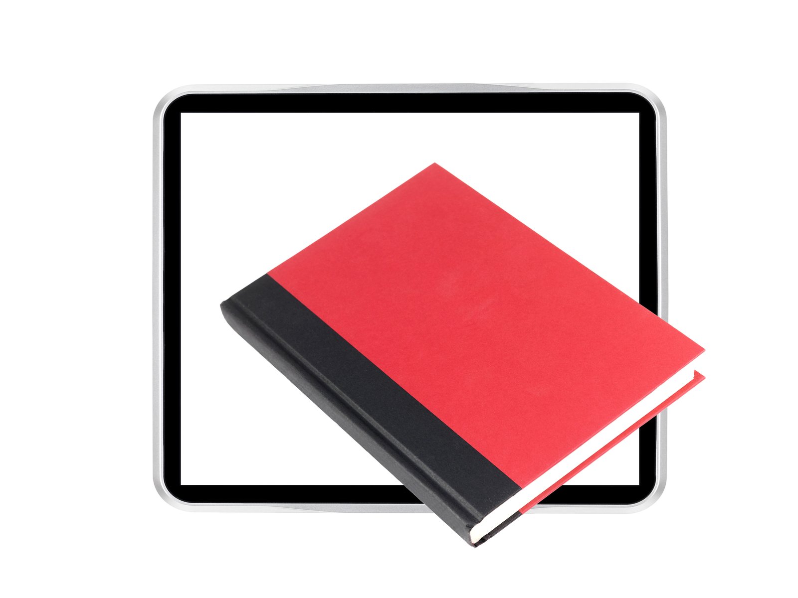 Image of a red book in an electronic eBook reader.