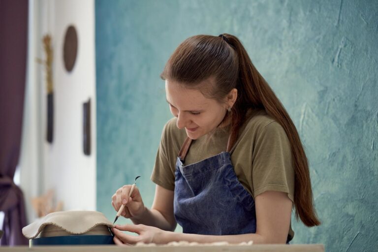 Creative potter producing products for sale.