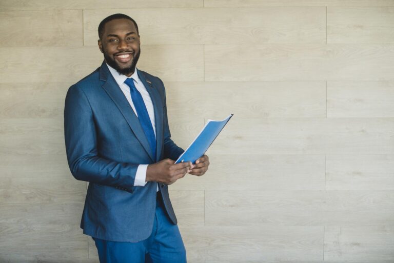 Business man with CV in his hands looking for work