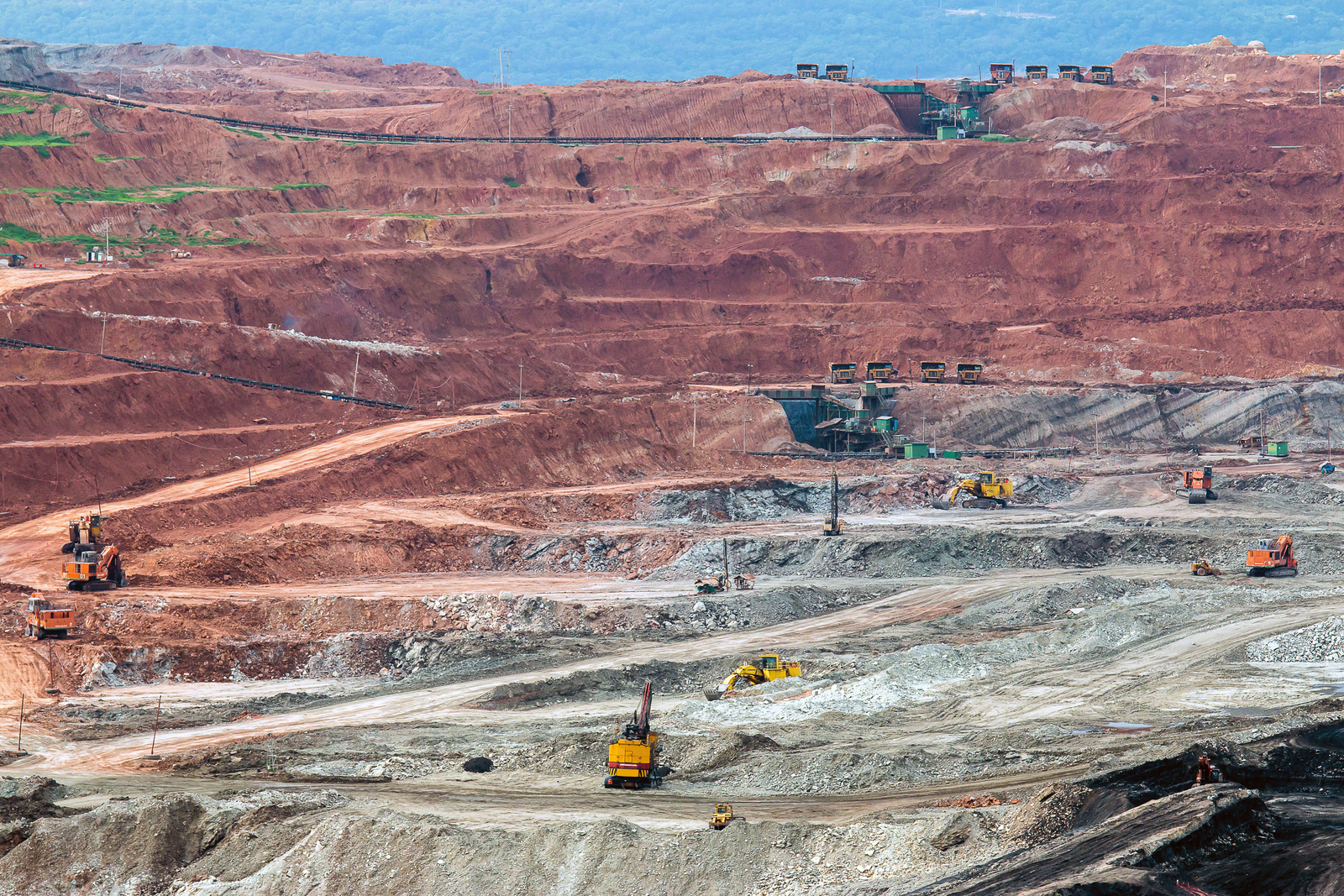 Mineral mine with mining equipment